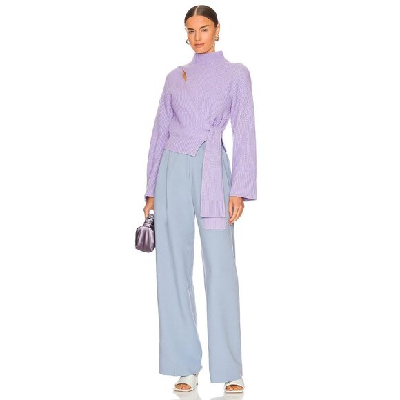 JONATHAN SIMKHAI Amaris Lavender Purple Wool Blend Knit Wrap Sweater, Size M - Picture 4 of 16